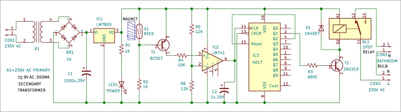 Automatic Bathroom Light Circuit Diagram