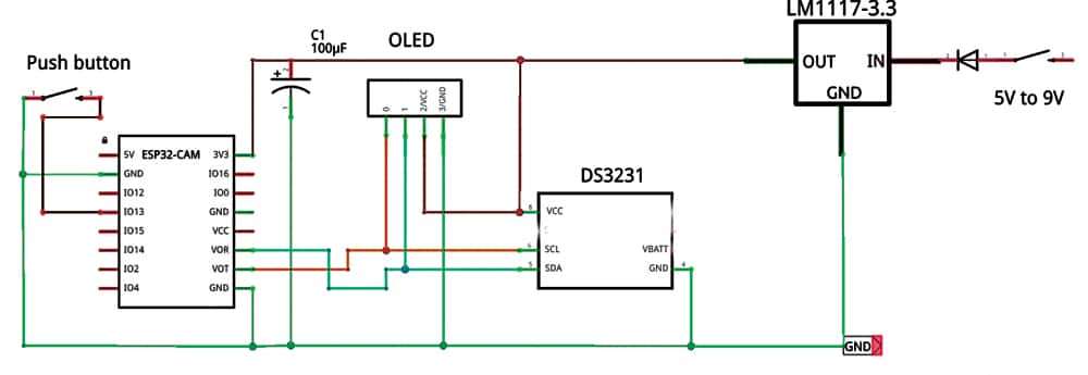 ESP32 RTC based camera circuit