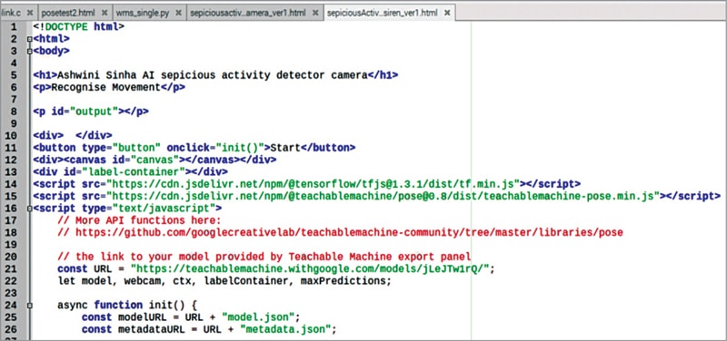 AI Camera JavaScript code